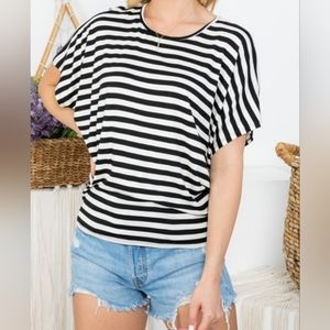 NWT Striped Women's Short Sleeve Blouse